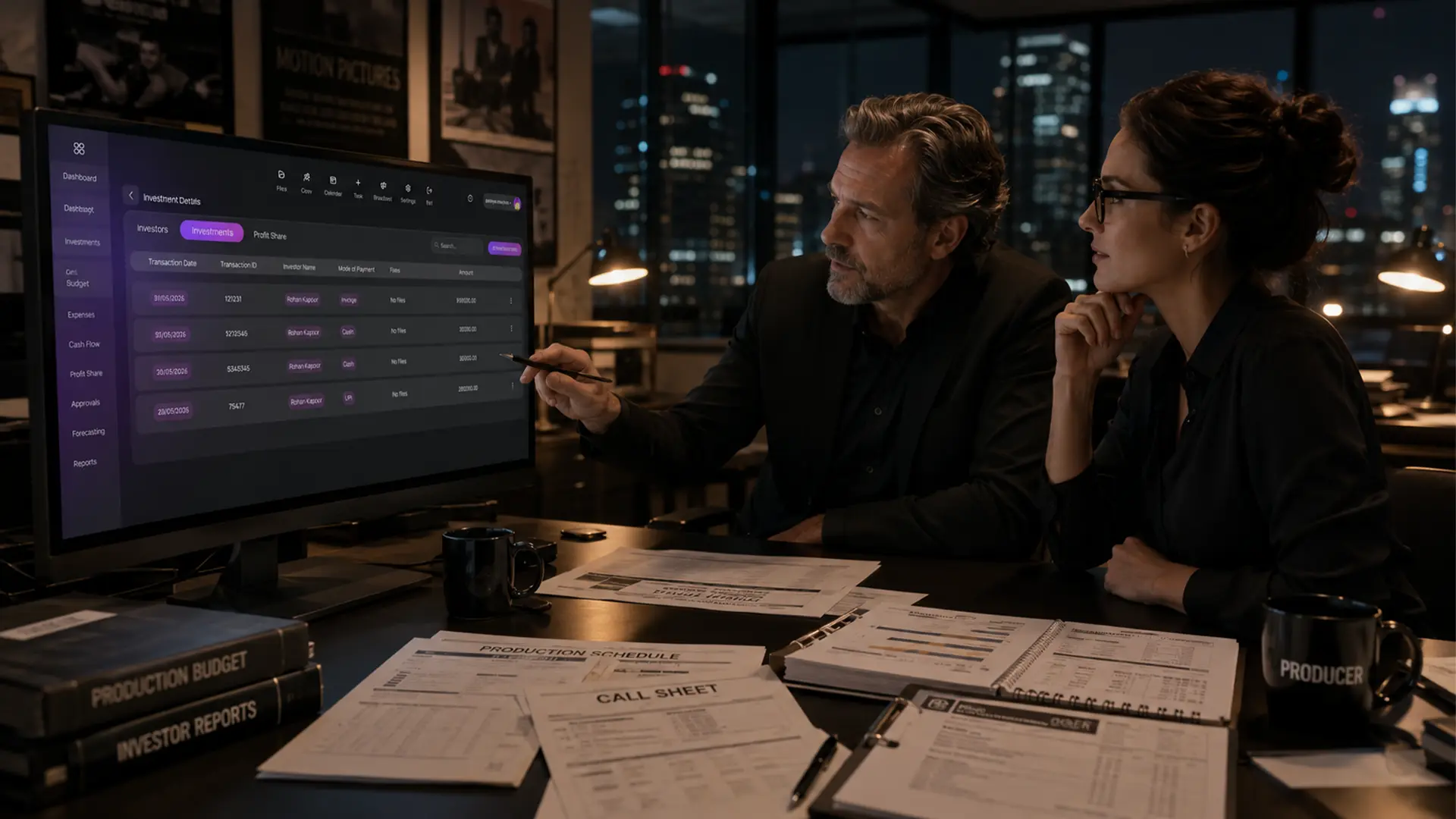 Film finance management dashboard with budget tracking